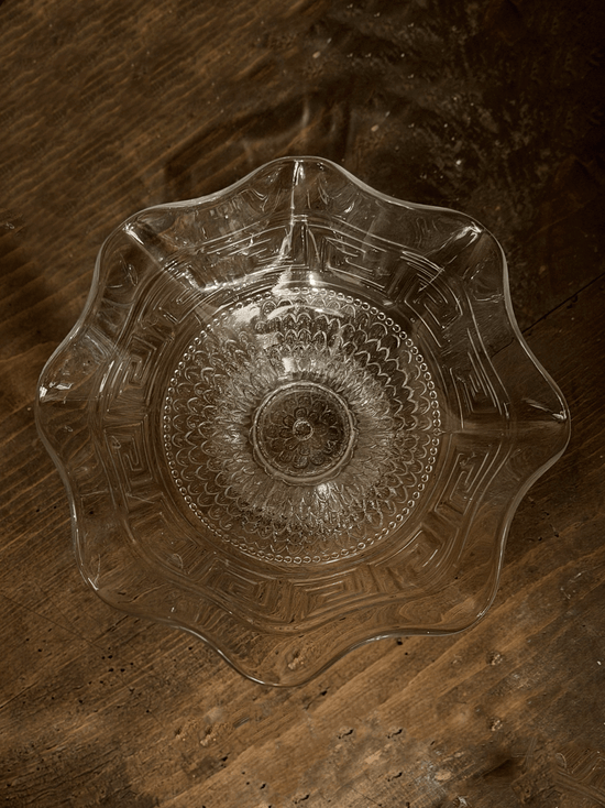 Vintage Greek Key Glass Bowl