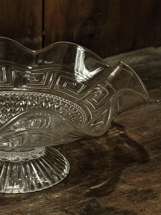 Vintage Greek Key Glass Bowl