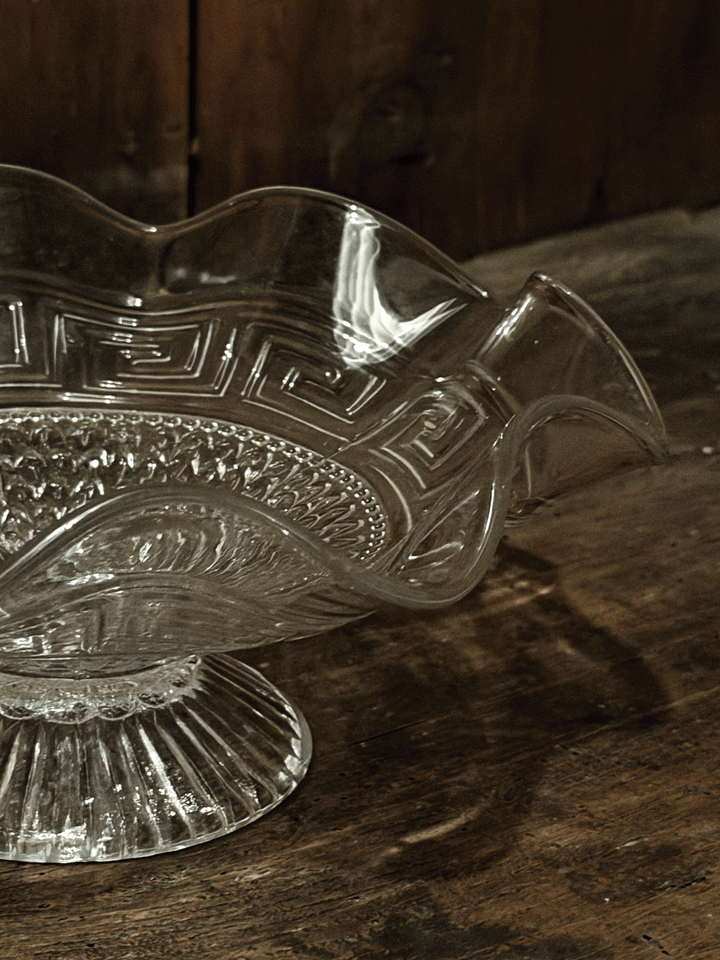 Vintage Greek Key Glass Bowl