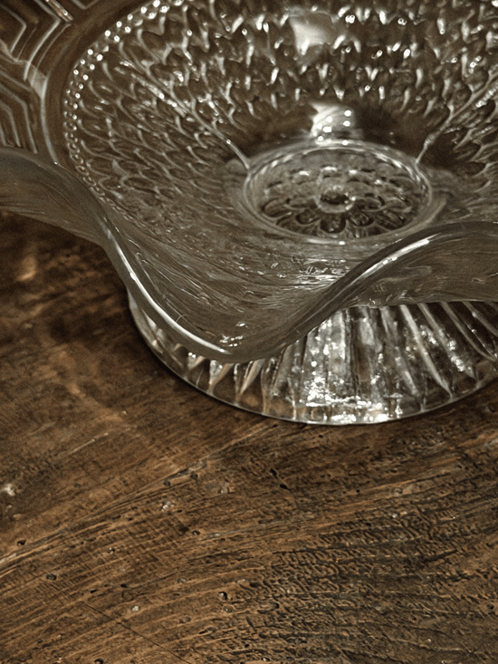 Vintage Greek Key Glass Bowl
