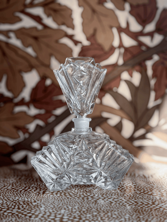 Vintage 1930s Art Deco Geometric Starburst Crystal Perfume Bottle