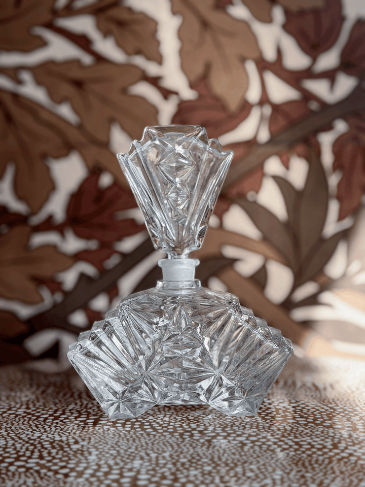 Vintage 1930s Art Deco Geometric Starburst Crystal Perfume Bottle