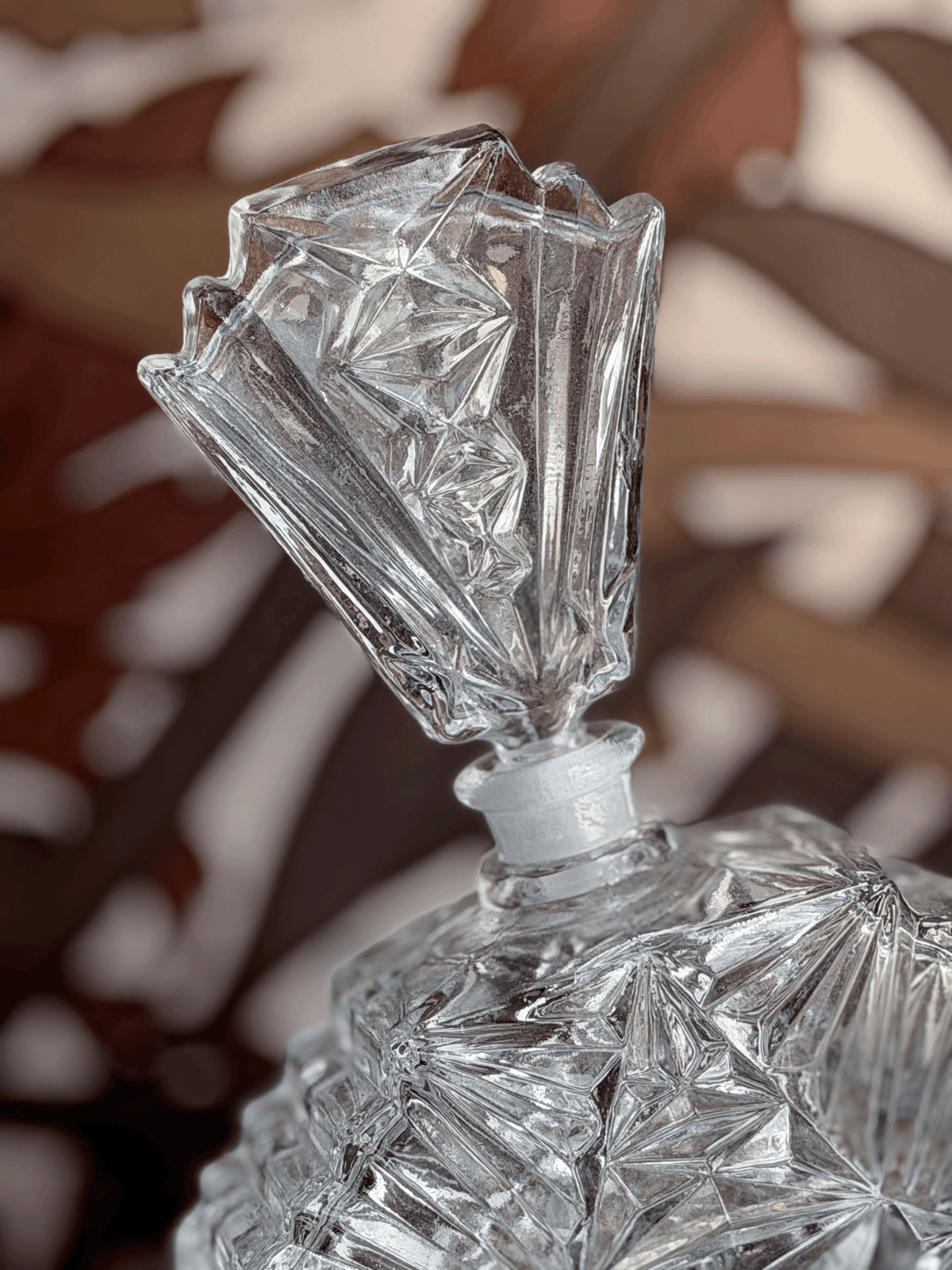 Vintage 1930s Art Deco Geometric Starburst Crystal Perfume Bottle