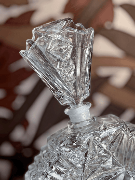 Vintage 1930s Art Deco Geometric Starburst Crystal Perfume Bottle