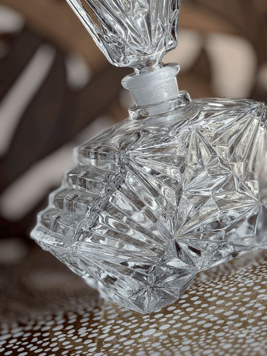 Vintage 1930s Art Deco Geometric Starburst Crystal Perfume Bottle
