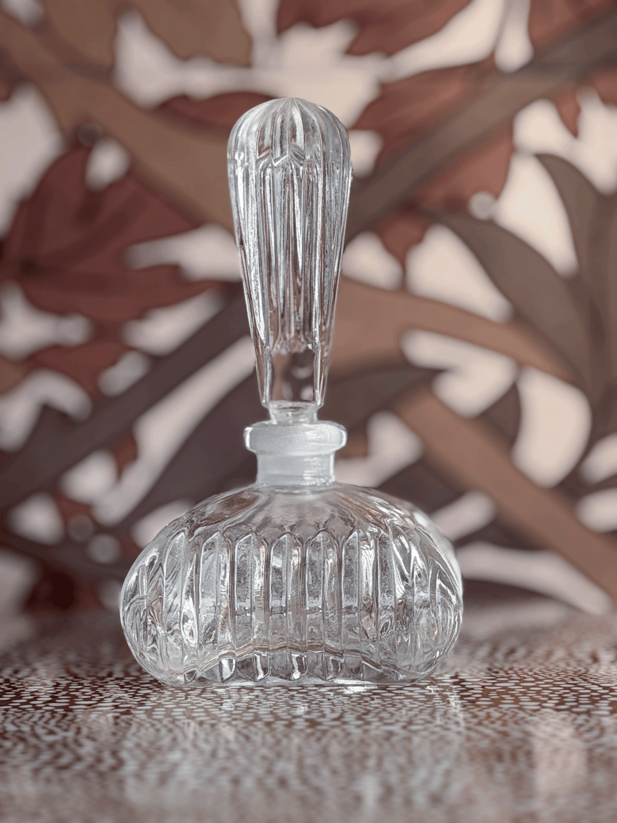 Vintage Waterford Cut Crystal "Vanity" Series Fluted Round Perfume Bottle & Dauber Stopper