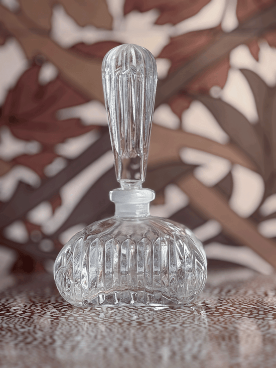 Vintage Waterford Cut Crystal "Vanity" Series Fluted Round Perfume Bottle & Dauber Stopper