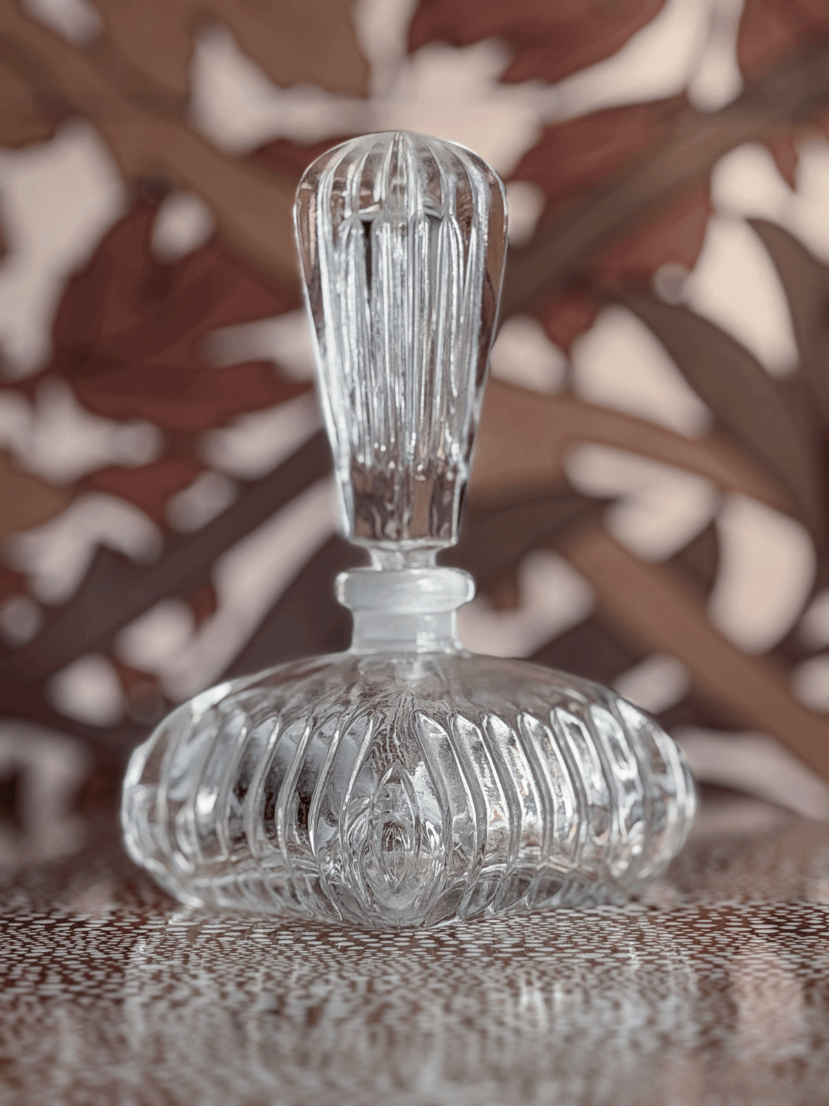 Vintage Waterford Cut Crystal "Vanity" Series Fluted Round Perfume Bottle & Dauber Stopper
