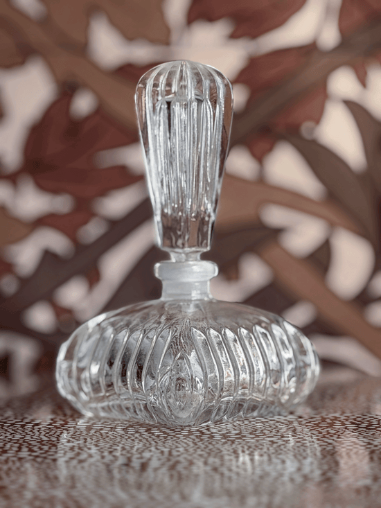 Vintage Waterford Cut Crystal "Vanity" Series Fluted Round Perfume Bottle & Dauber Stopper