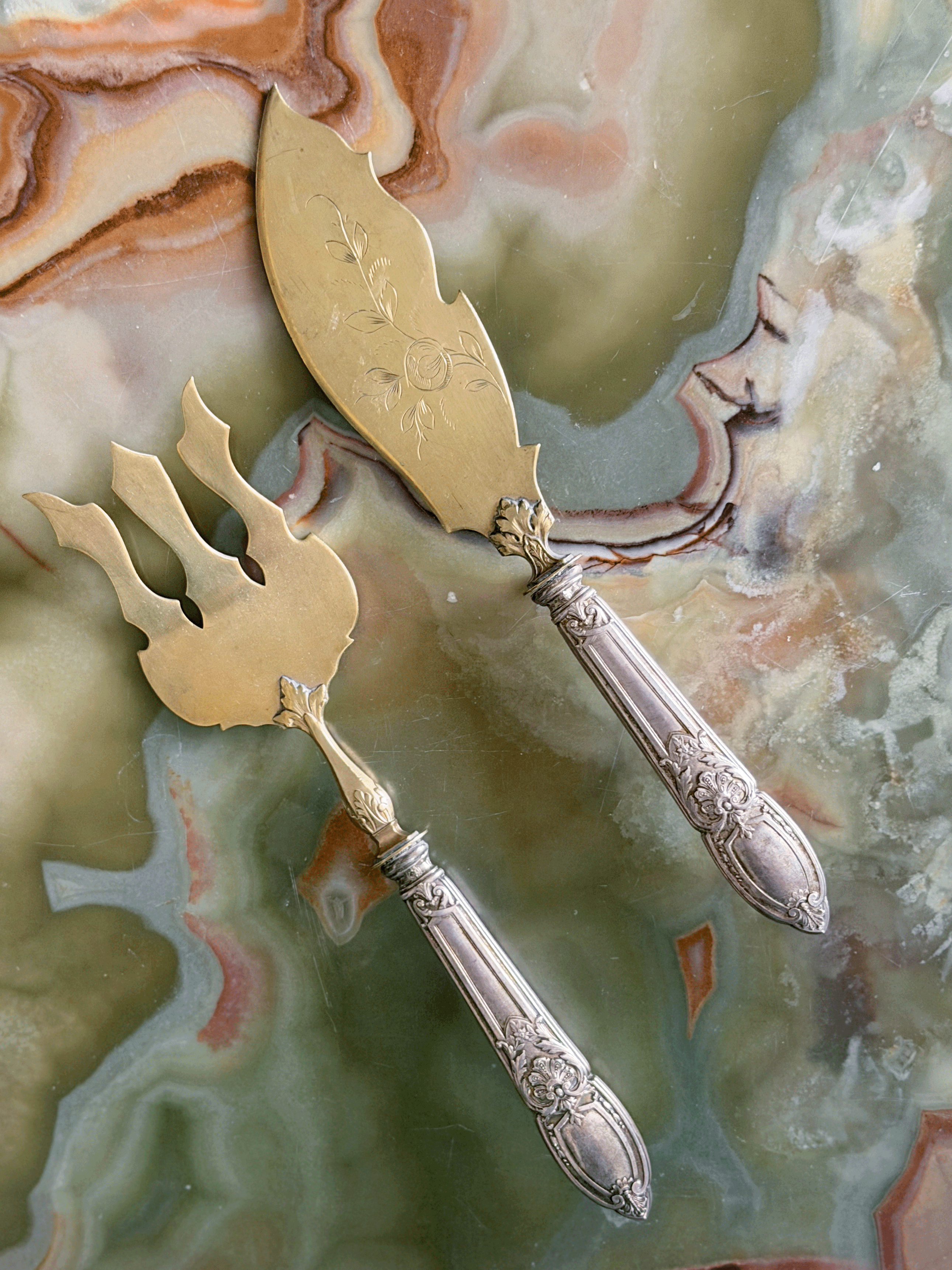 Brass Serving Fork & Knife