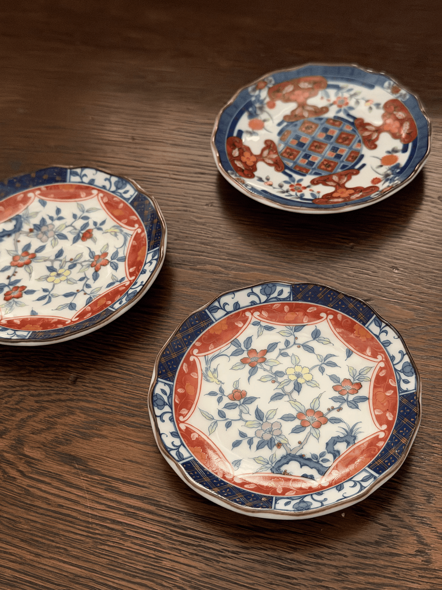 Antique Japanese Imari Plates — Set of 3