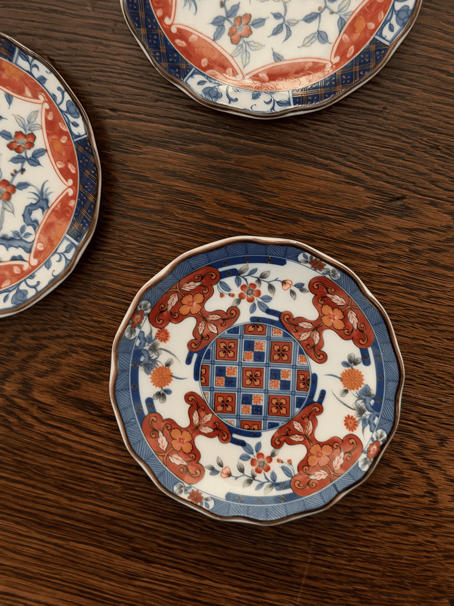 Antique Japanese Imari Plates — Set of 3