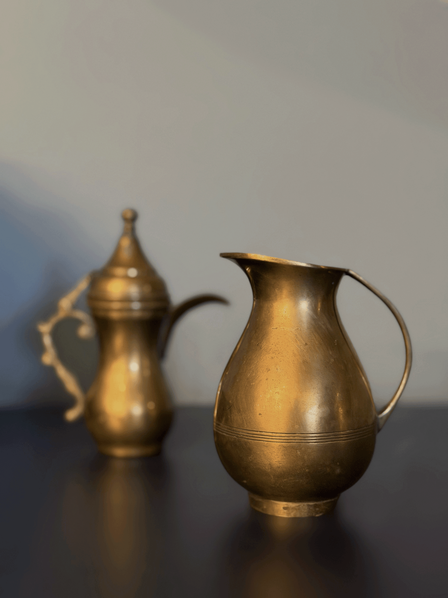 Miniature Brass Pitcher & Coffee Pot Set