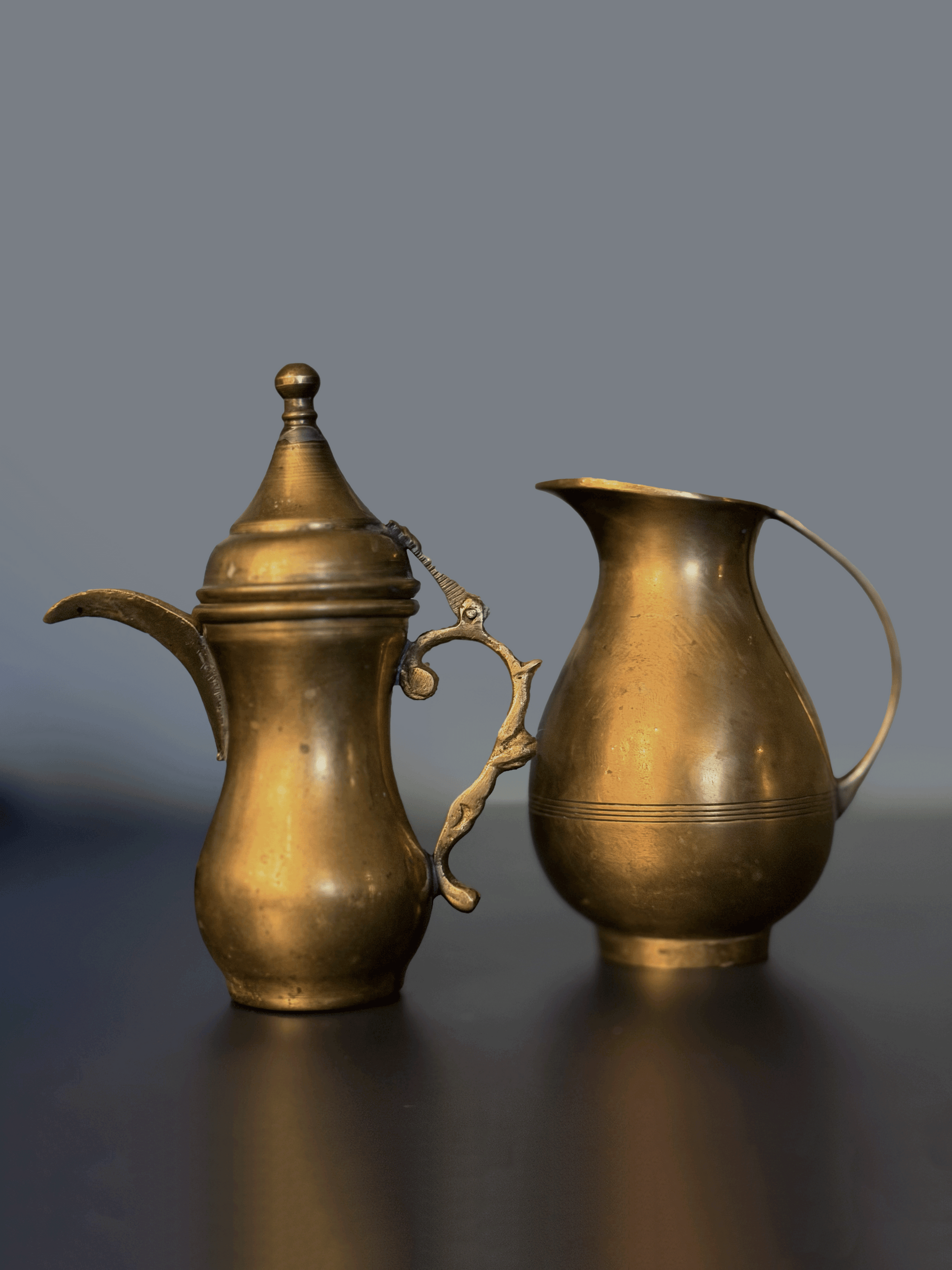 Miniature Brass Pitcher & Coffee Pot Set