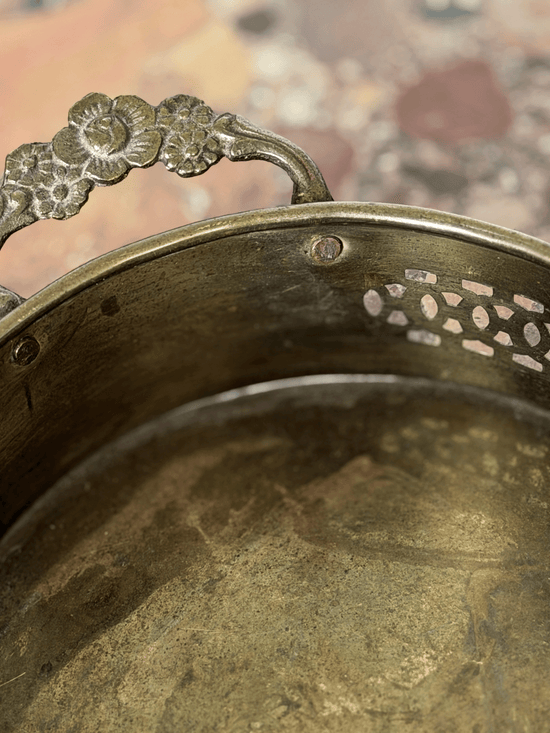 Vintage Mid-Century Hollywood Regency Handled Brass Gallery Tray