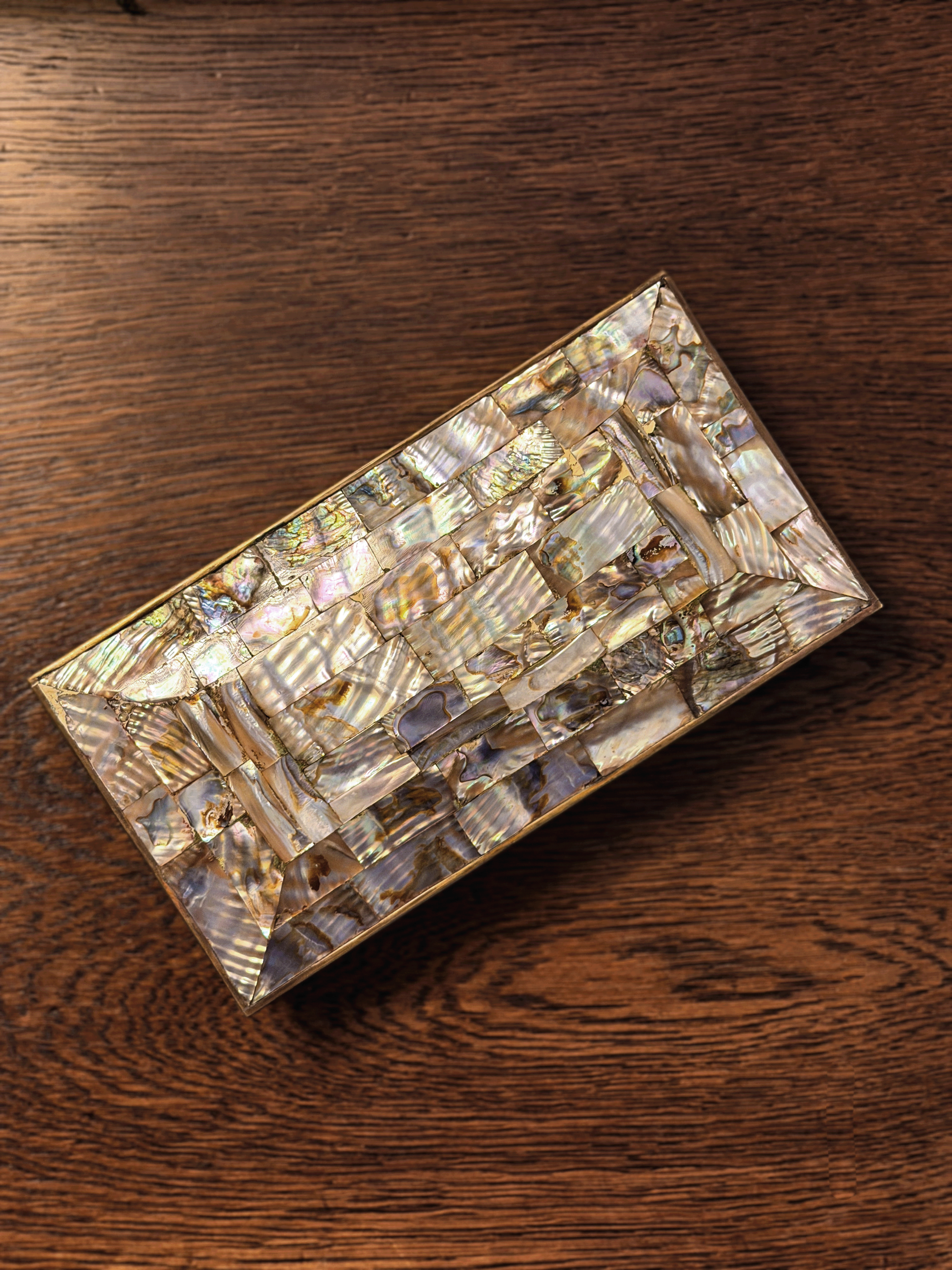 Abalone Shell & Brass Trinket Box