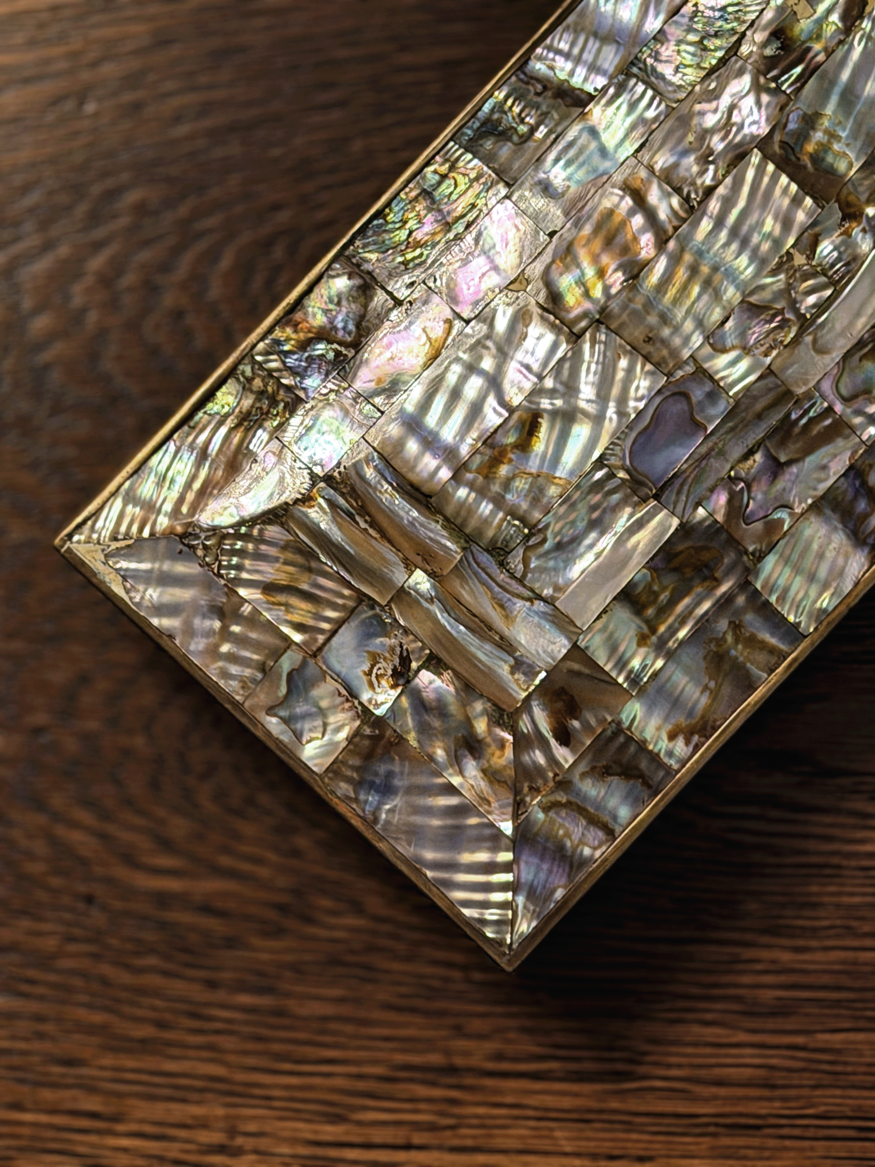 Abalone Shell & Brass Trinket Box
