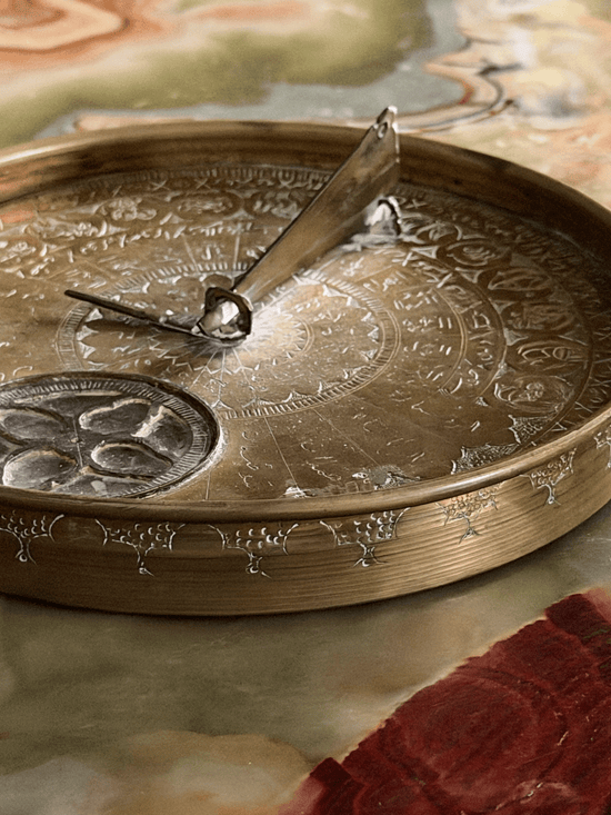 Antique Brass Sundial and Compass