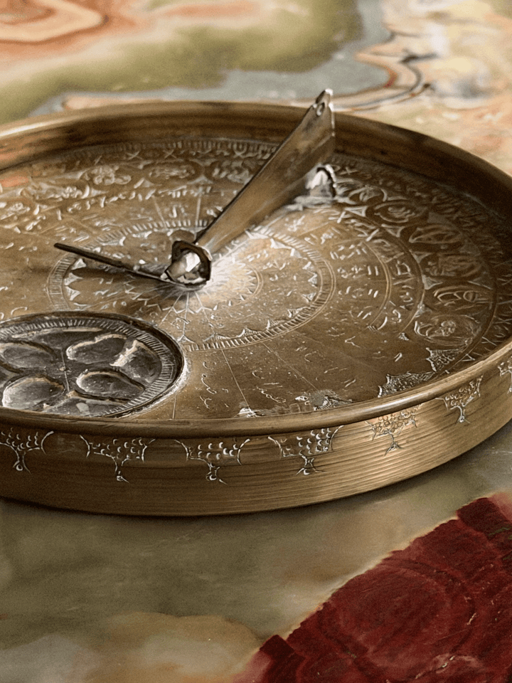 Antique Brass Sundial and Compass