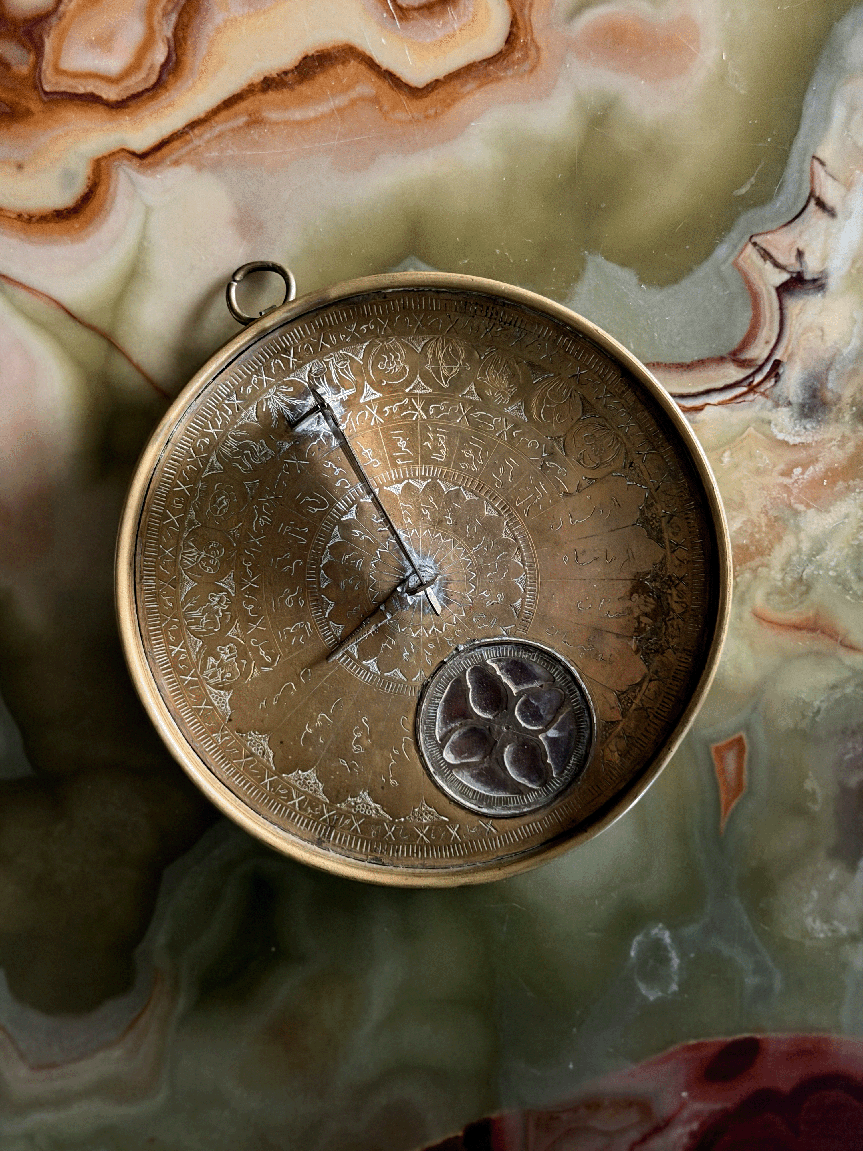Antique Brass Sundial and Compass