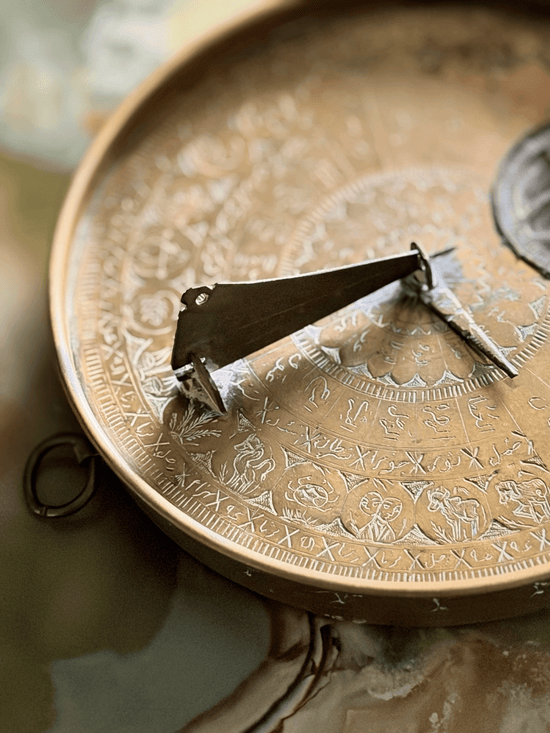 Antique Brass Sundial and Compass