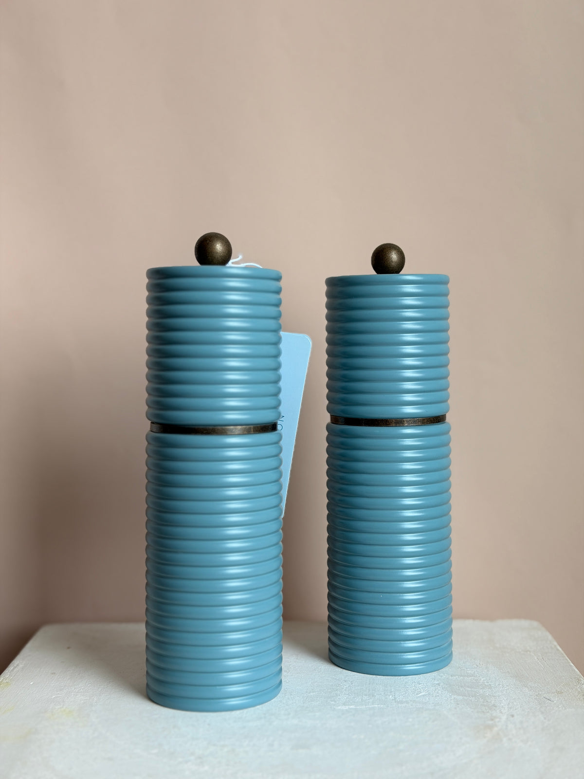 Reeded Spice Mill in Light Blue