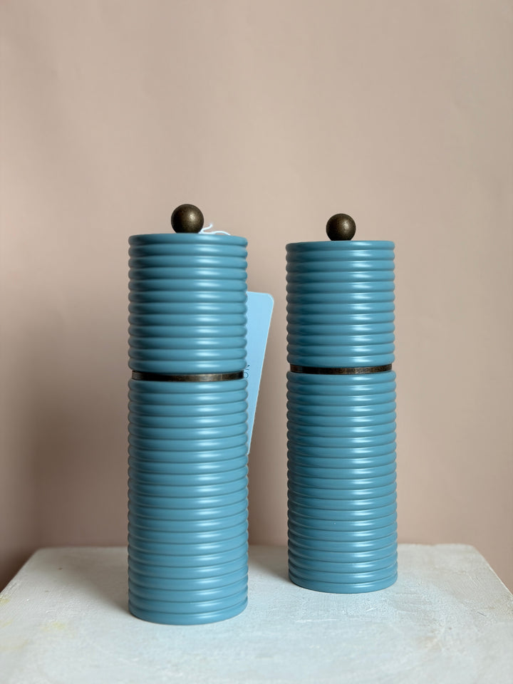 Reeded Spice Mill in Light Blue