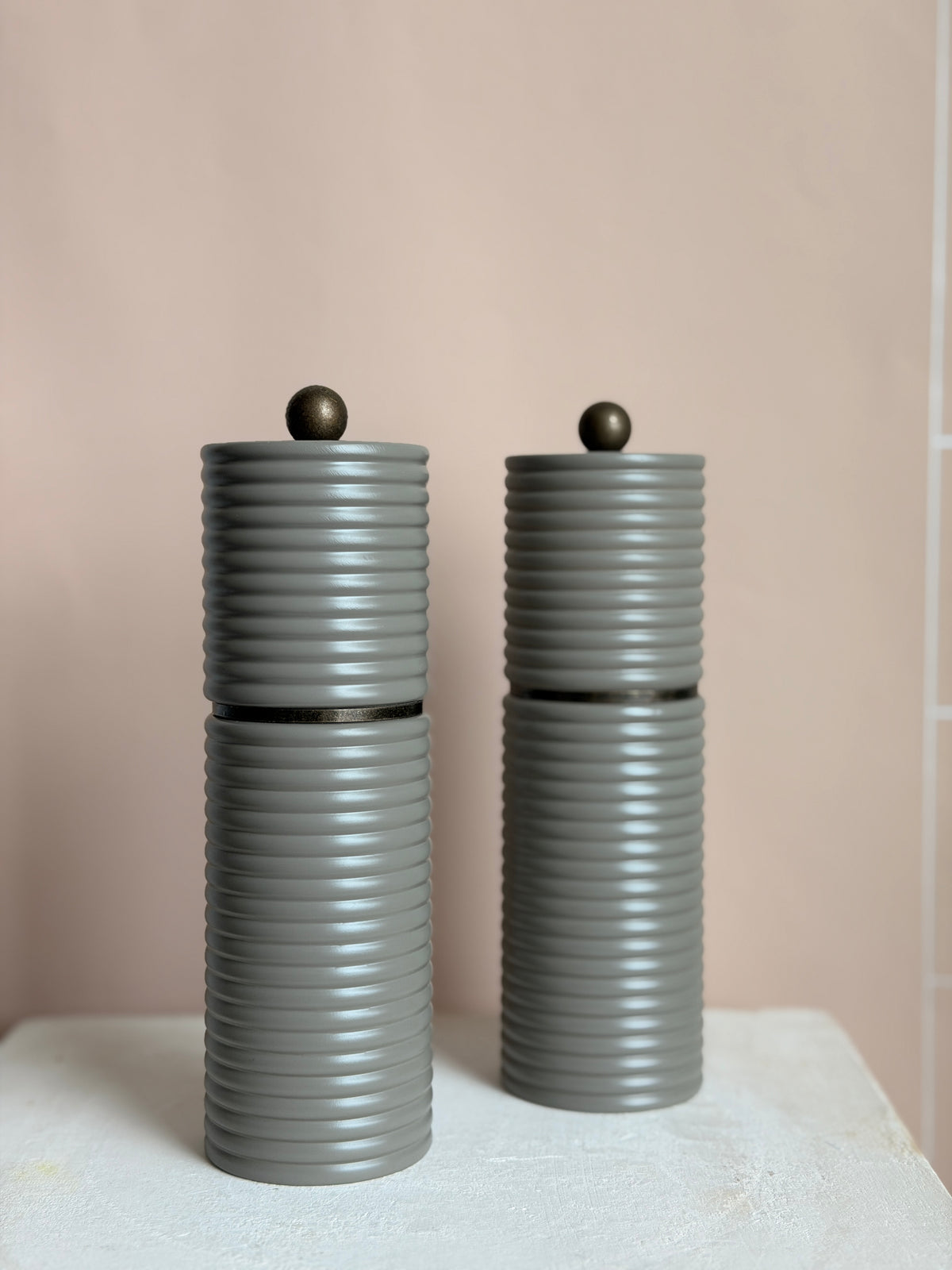 Reeded Spice Mill in Gray