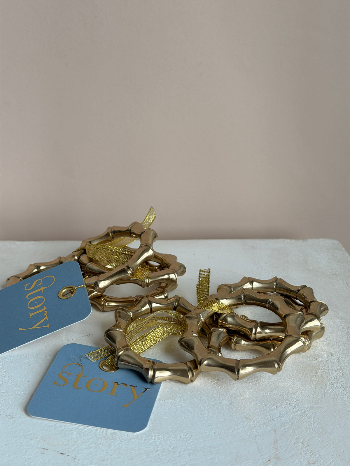 Bamboo Brass Napkin Rings set of 4