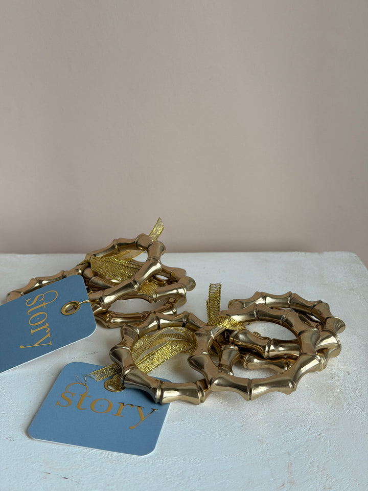 Bamboo Brass Napkin Rings set of 4