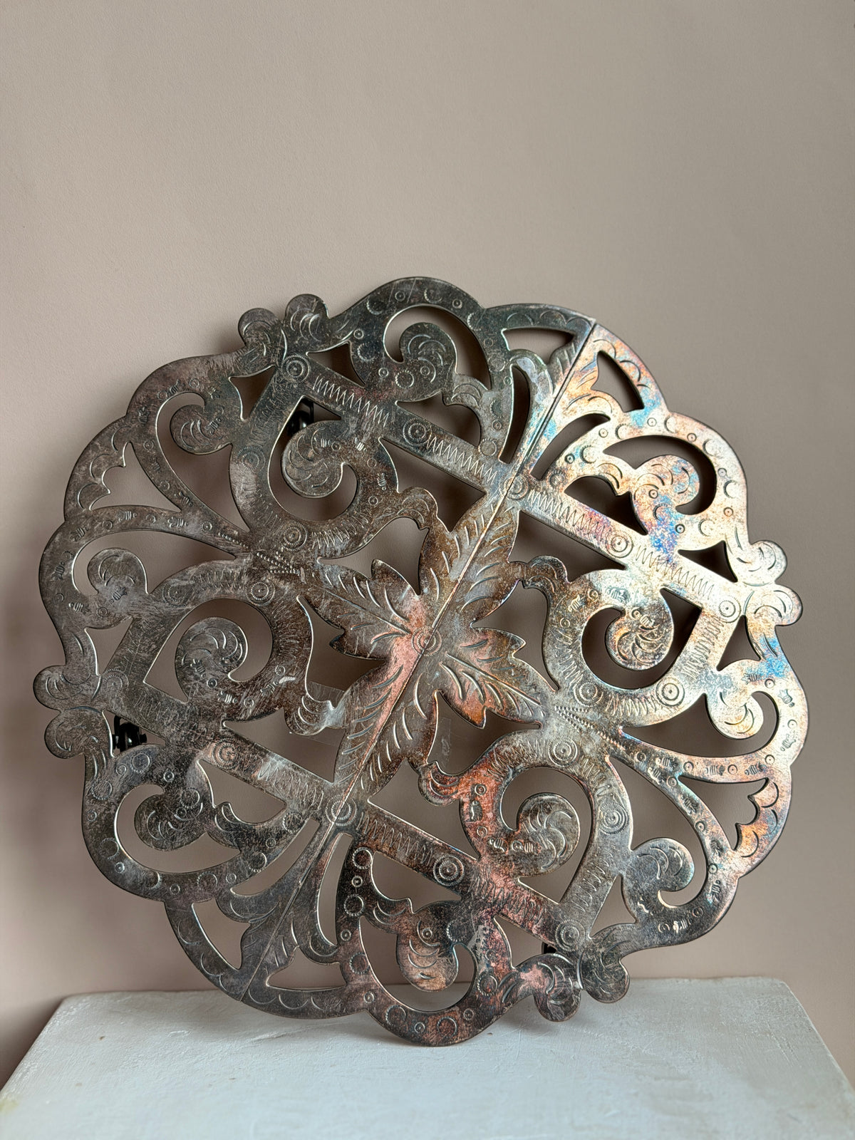 French Silver Plated Trivet on Wheels