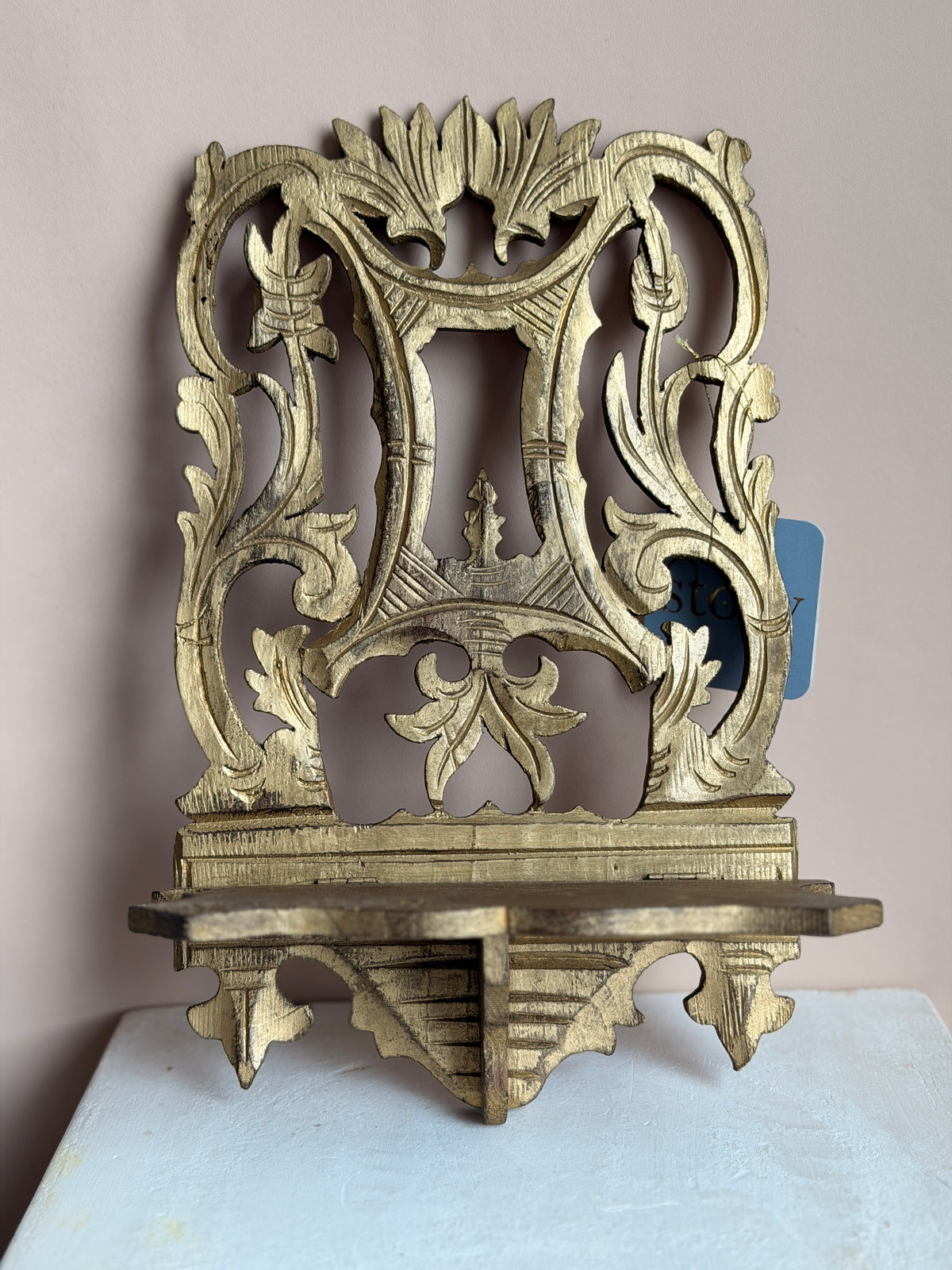 Gilded Wooden Wall Console Shelf