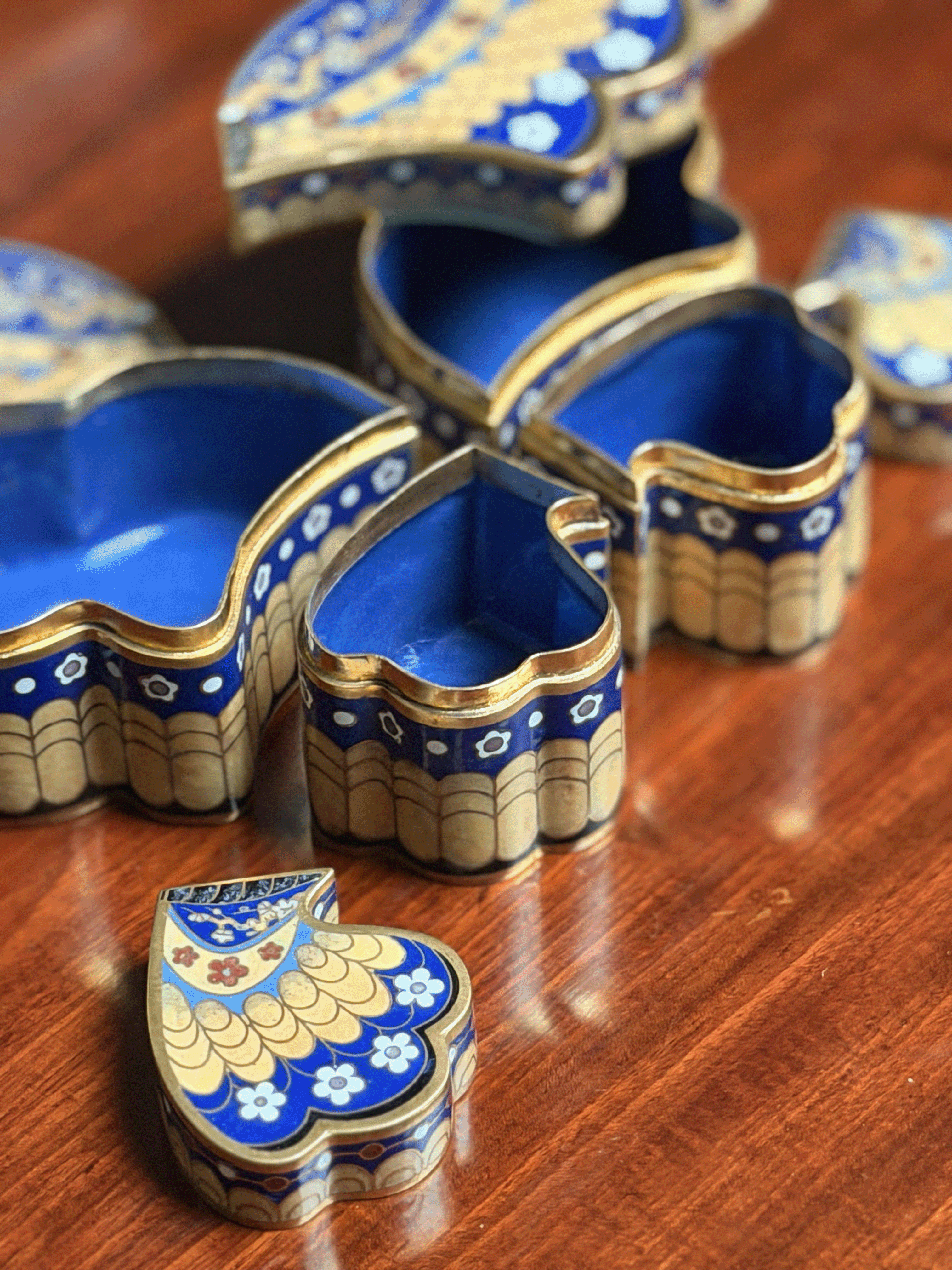 Vintage Blue & Gold Cloisonne Butterfly Box