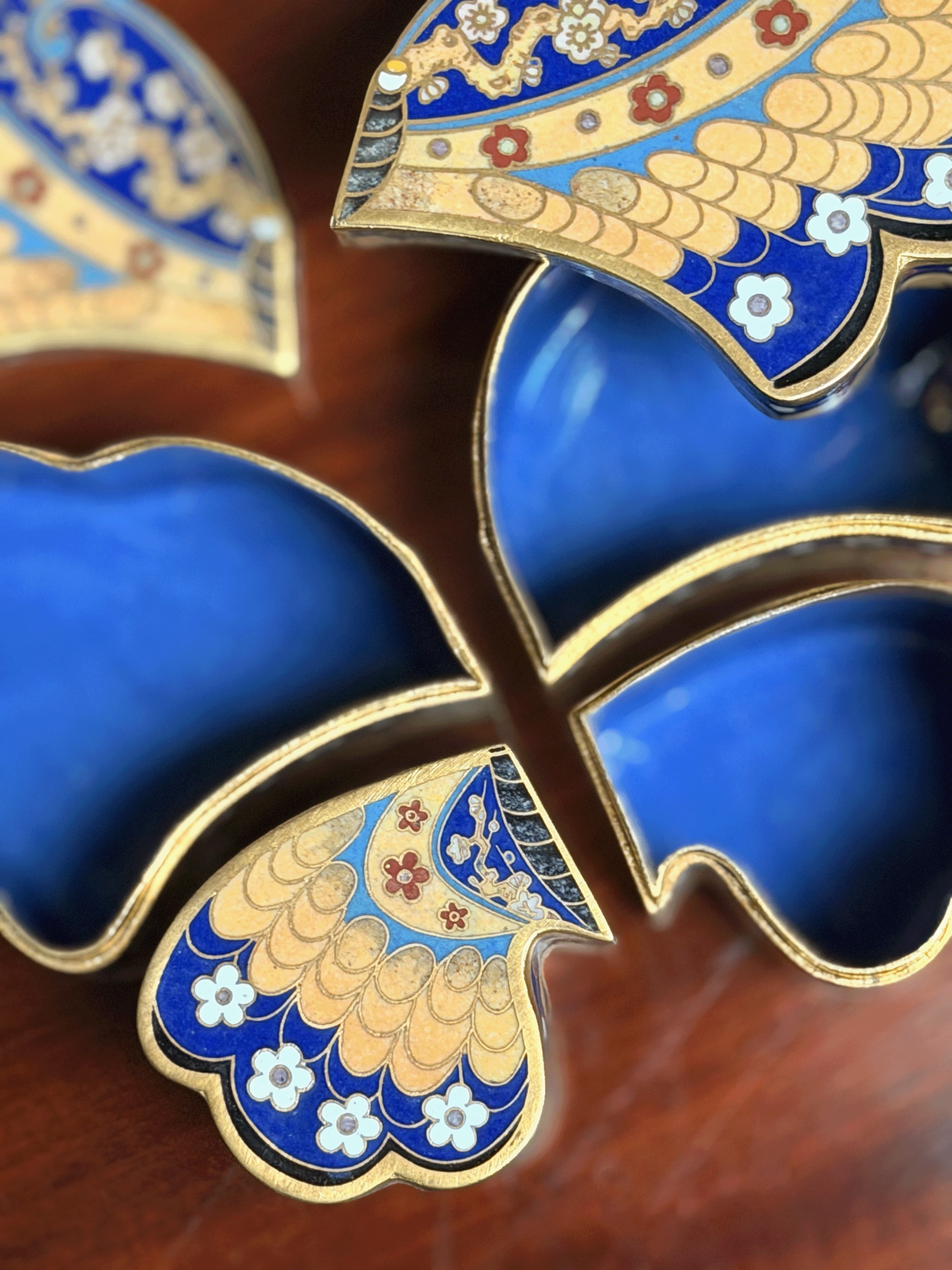 Vintage Blue & Gold Cloisonne Butterfly Box