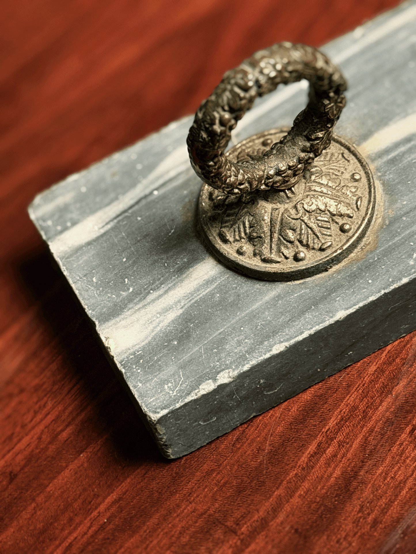 Marble and Brass Paperweight