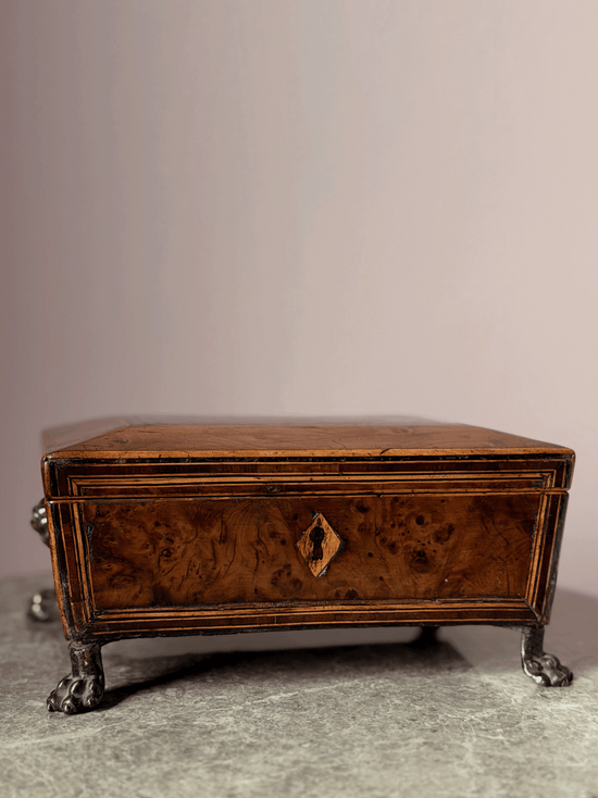 Antique English Regency Hinged Box with Paw Feet