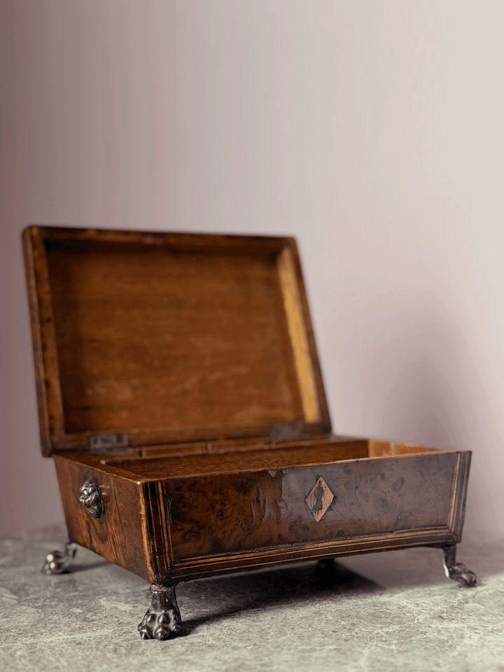 Antique English Regency Hinged Box with Paw Feet
