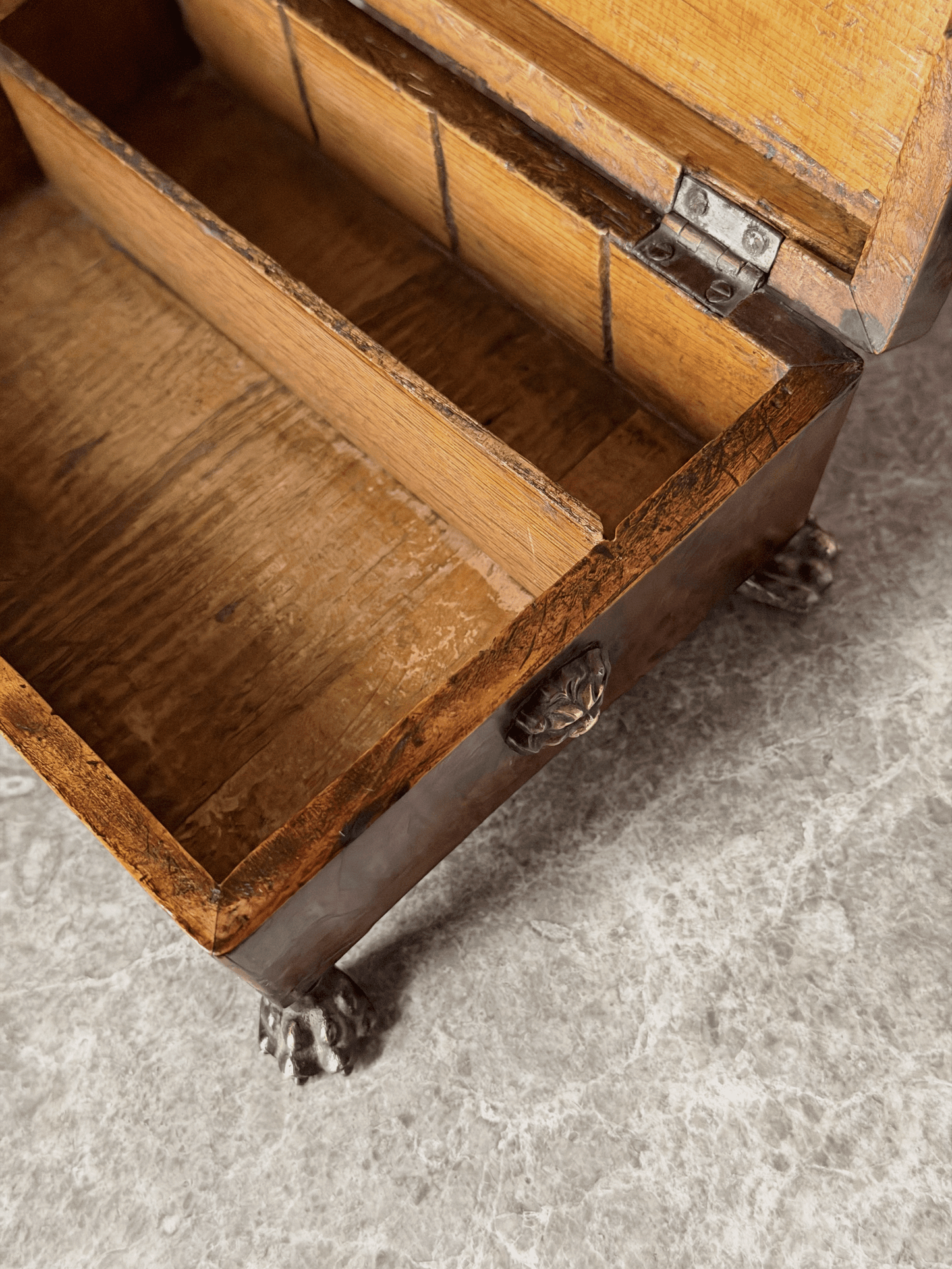 Antique English Regency Hinged Box with Paw Feet