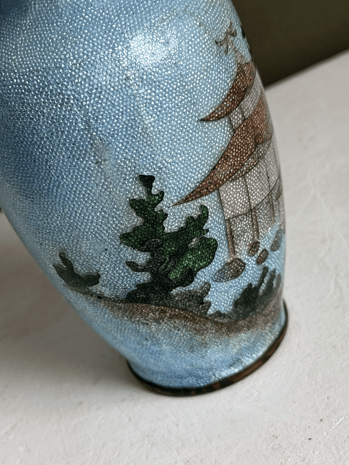 Antique Japanese Meiji Fine Wire Cloisonne Mini Pagoda Vase