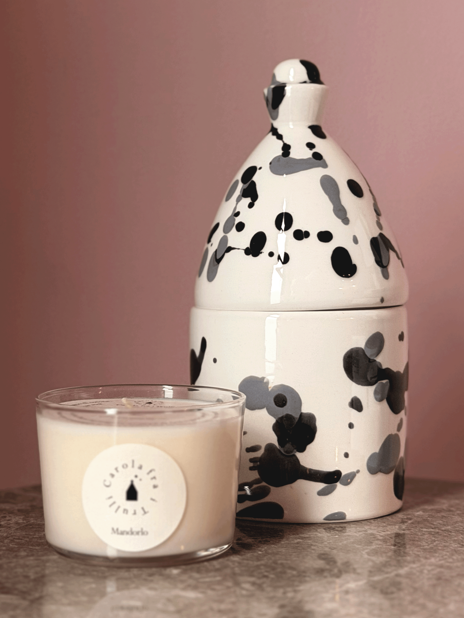 Large Candle with Holder - Almond Tree