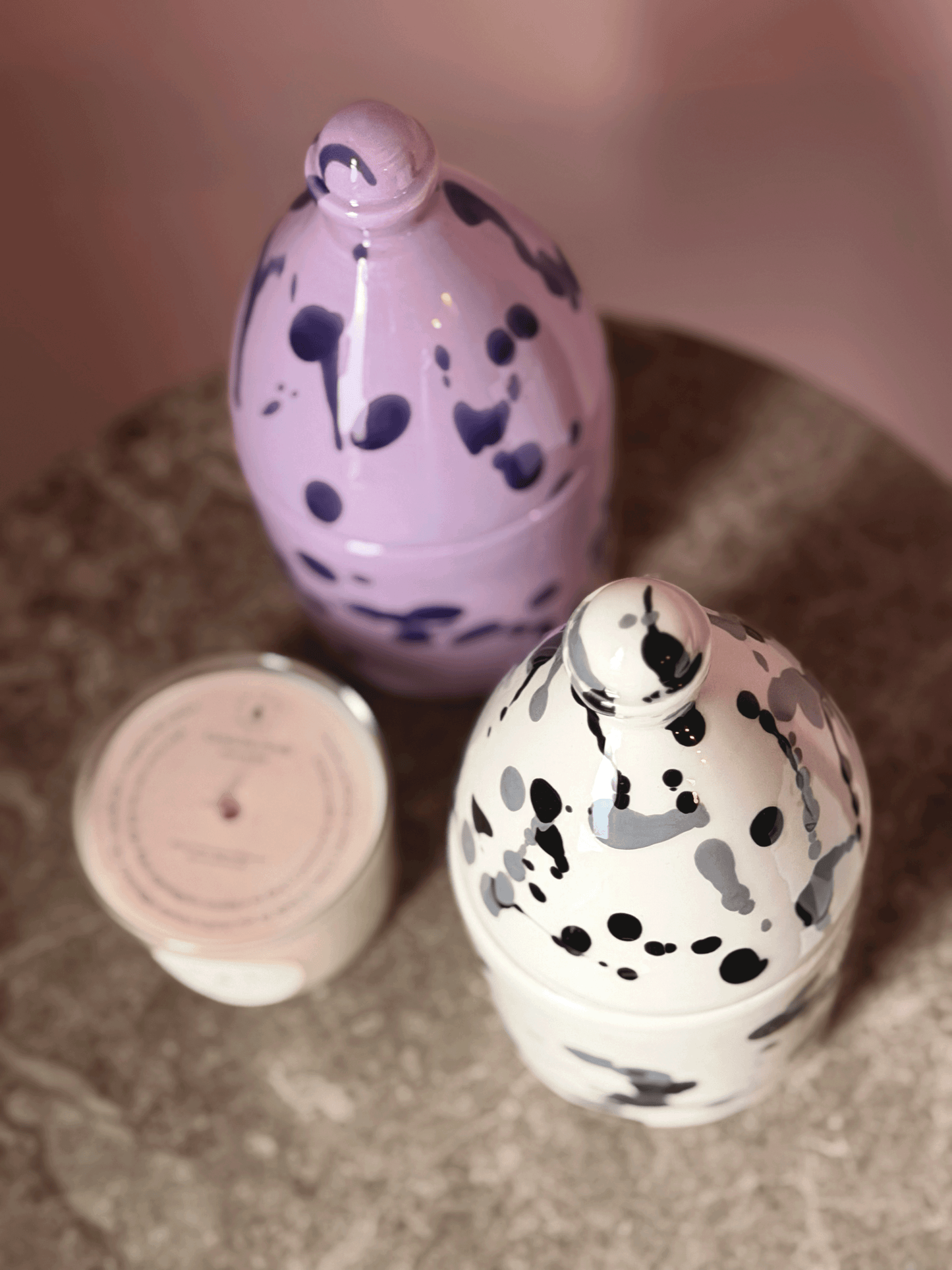 Large Candle with Holder- Lavender and Iris
