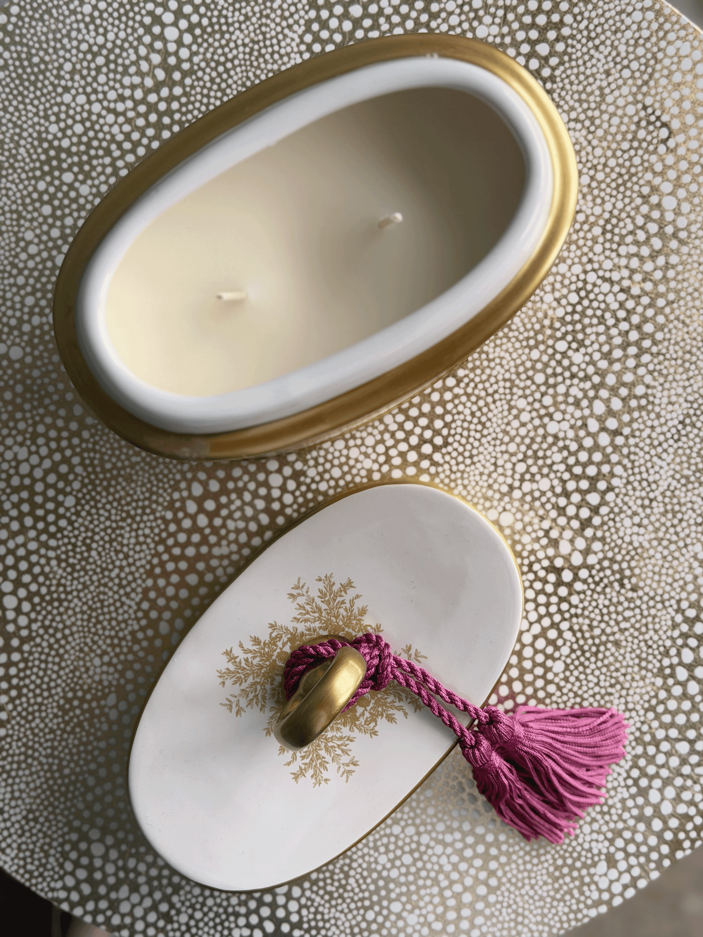 Velvet Orchid Toile Two-Wick Candle