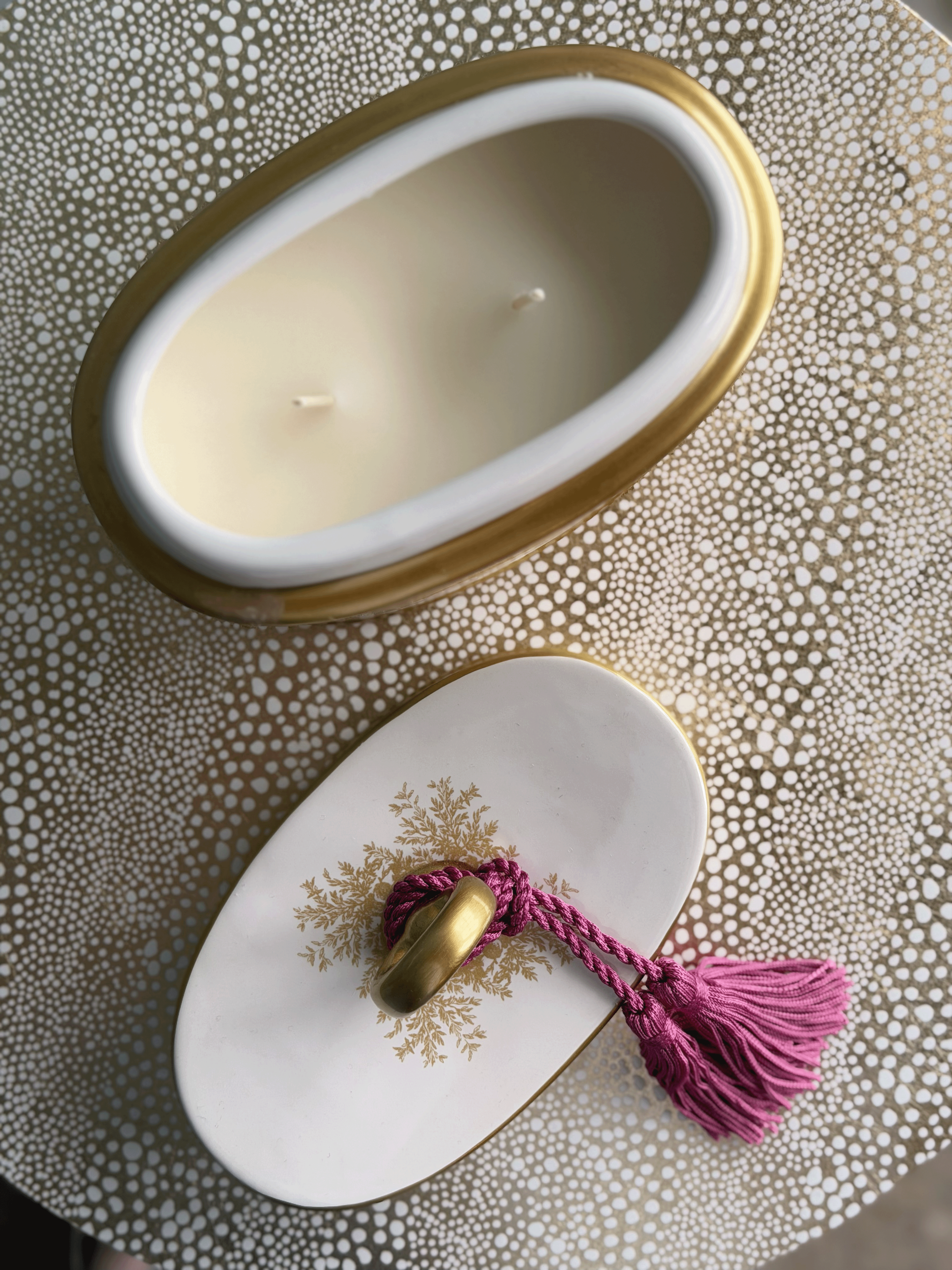 Velvet Orchid Toile Two-Wick Candle