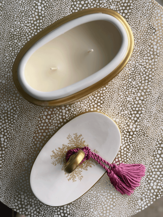 Velvet Orchid Toile Two-Wick Candle