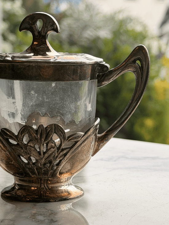 Art Nouveau Chromed Mustard Pot