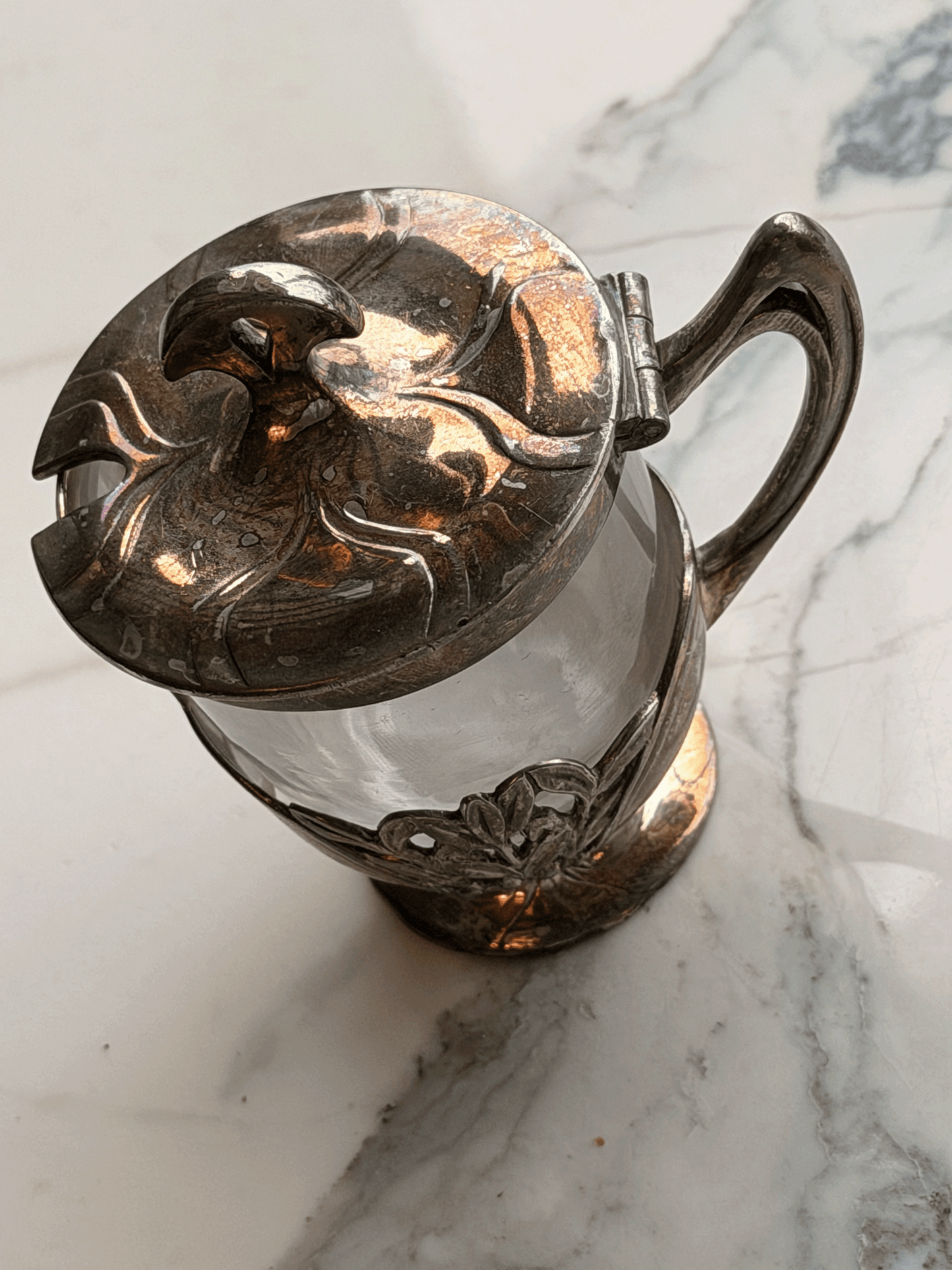 Art Nouveau Chromed Mustard Pot
