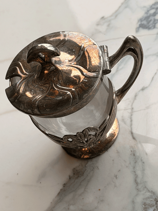 Art Nouveau Chromed Mustard Pot