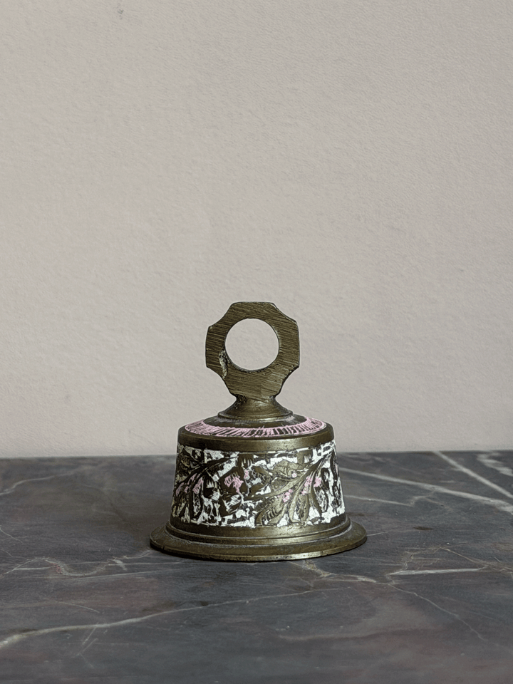 Vintage Miniature Brass Etched Champlevé Bell