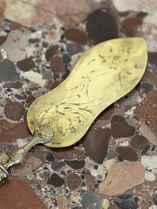 Antique 19th Century French Gilt Brass and Silvered Rococo Ice Cream or Cake Server
