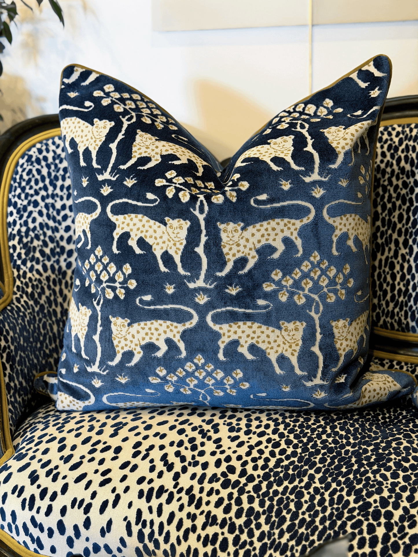 Woodland Leopard, Sapphire – Euro Pillow